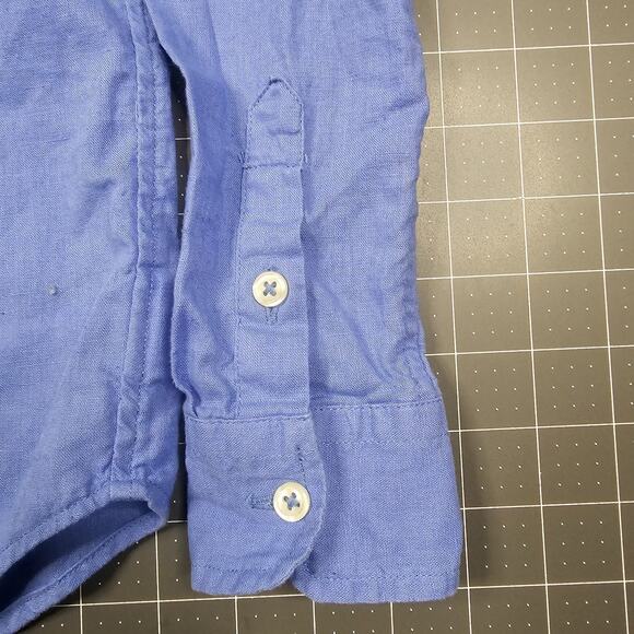 Polo Ralph Lauren Linen Shirt Boys Small Blue Blake Preppy Academia Classic - Picture 2 of 11